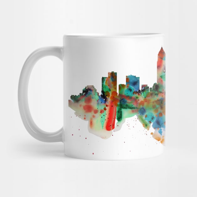 Cleveland Watercolor Skyline by Marian Voicu